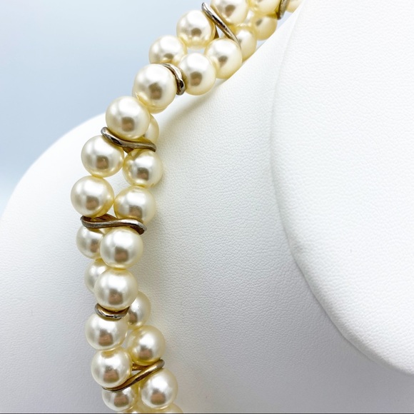 Champagne Faux Pearl Twisted Collar Necklace Vintage Inspired Necklace - Picture 8 of 10